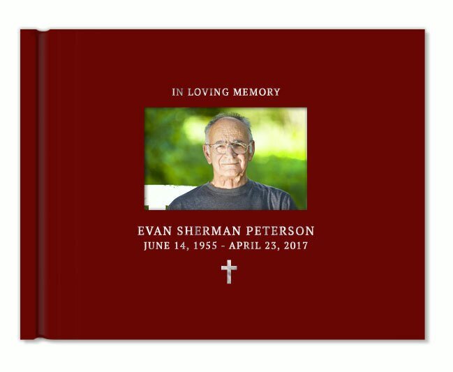 Faith Cross Foil Look Landscape Funeral Guest Book - The Funeral Program Site