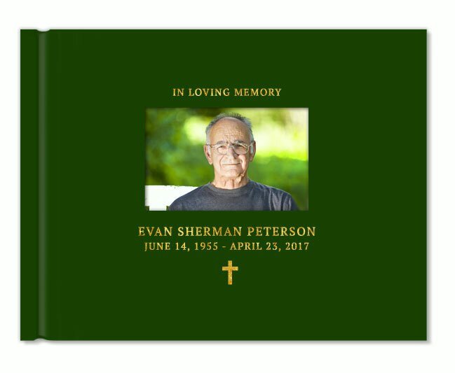 Faith Cross Foil Look Landscape Funeral Guest Book - The Funeral Program Site