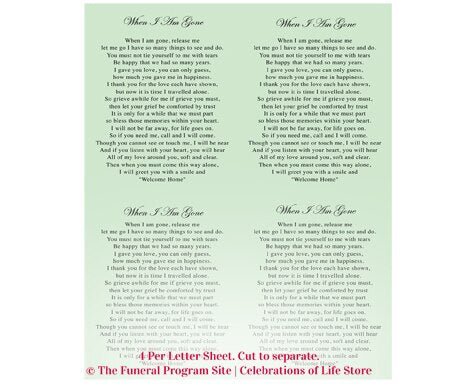 Faith Small Memorial Card Template - The Funeral Program Site