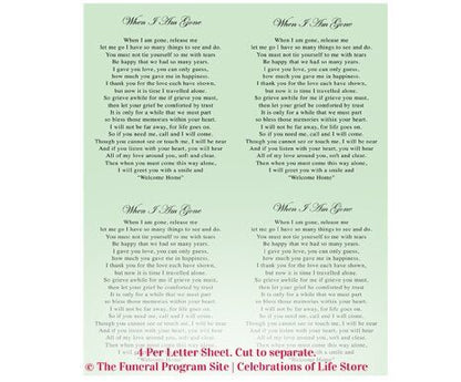 Faith Small Memorial Card Template - The Funeral Program Site