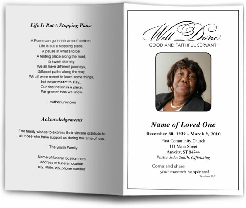 Faithful Funeral Program Template - The Funeral Program Site