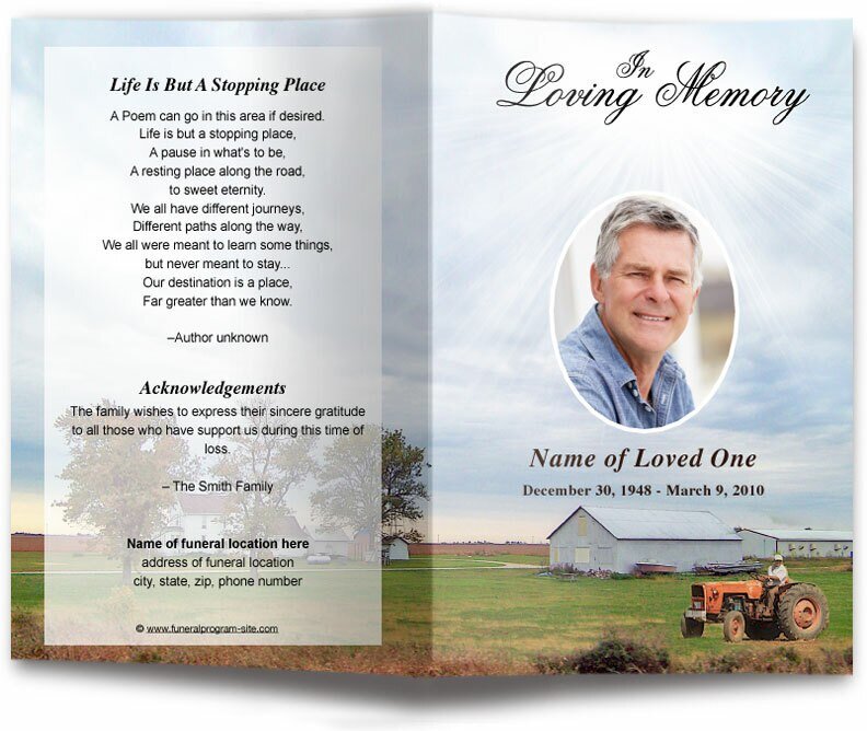 Farm Funeral Program Template - The Funeral Program Site