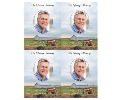 Farm Small Memorial Card Template - The Funeral Program Site