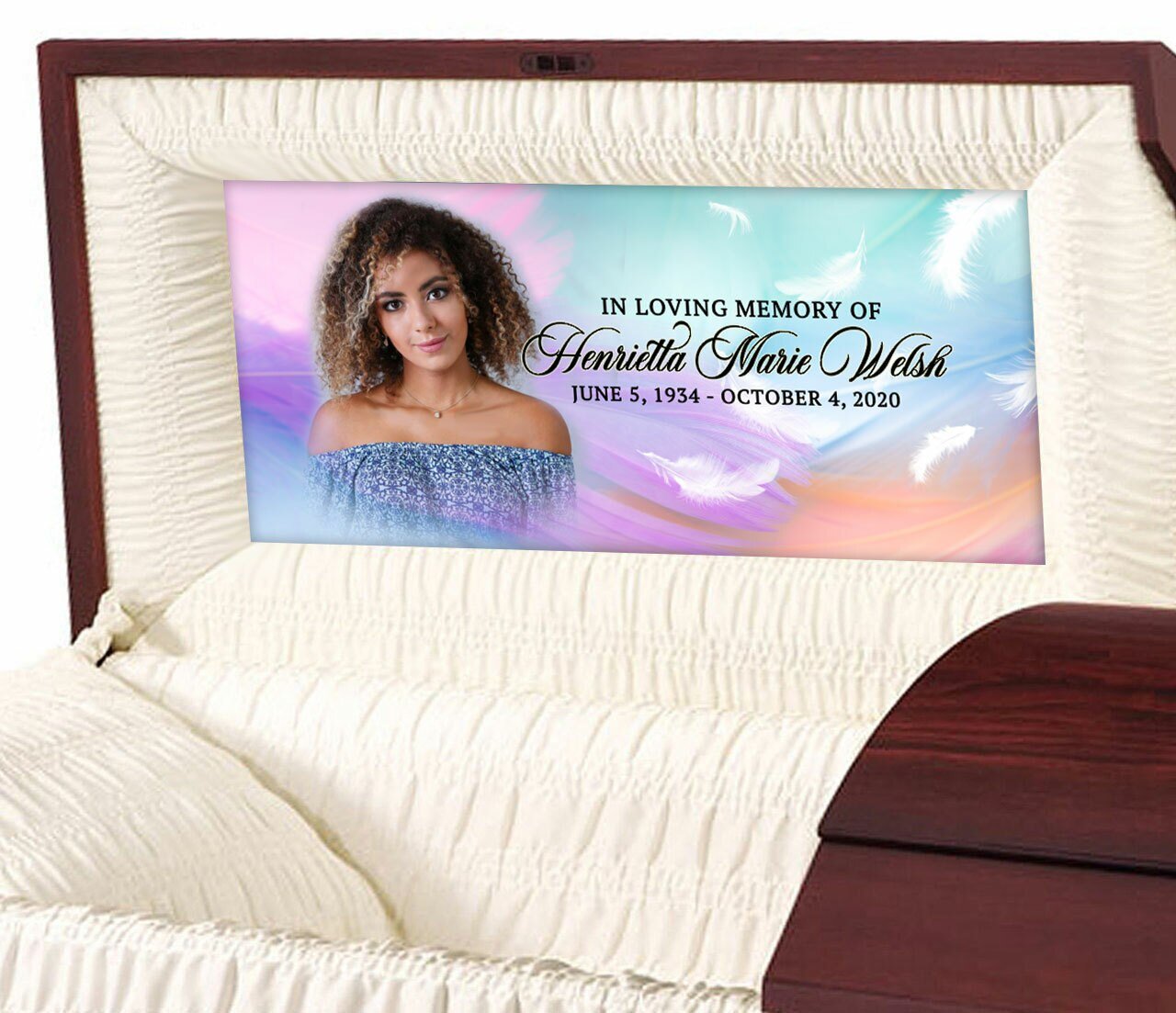 Feather Custom Casket Panel Insert - The Funeral Program Site