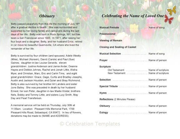 Fields Funeral Program Template - The Funeral Program Site