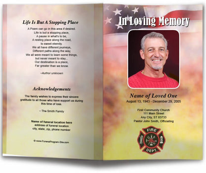 Firefighter Funeral Program Template - The Funeral Program Site