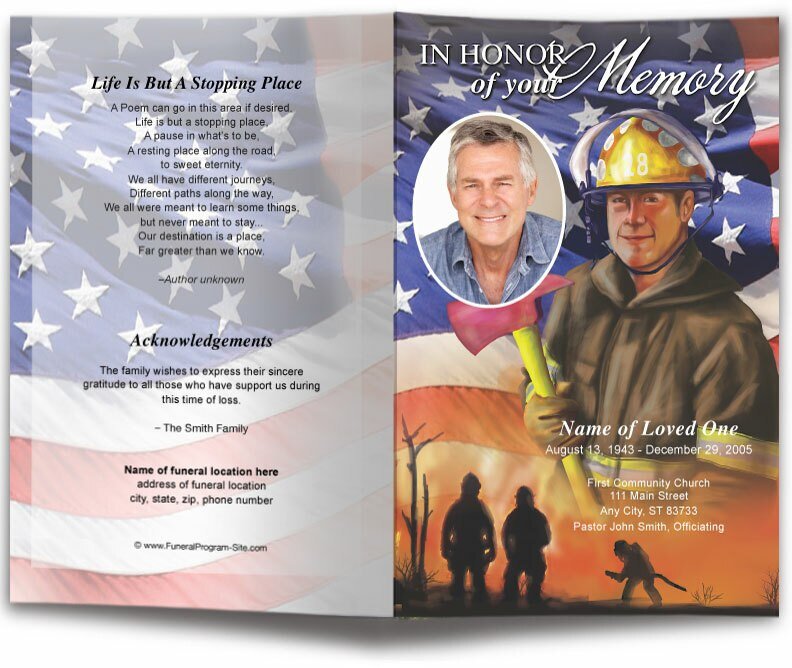 Fireman Funeral Program Template - The Funeral Program Site