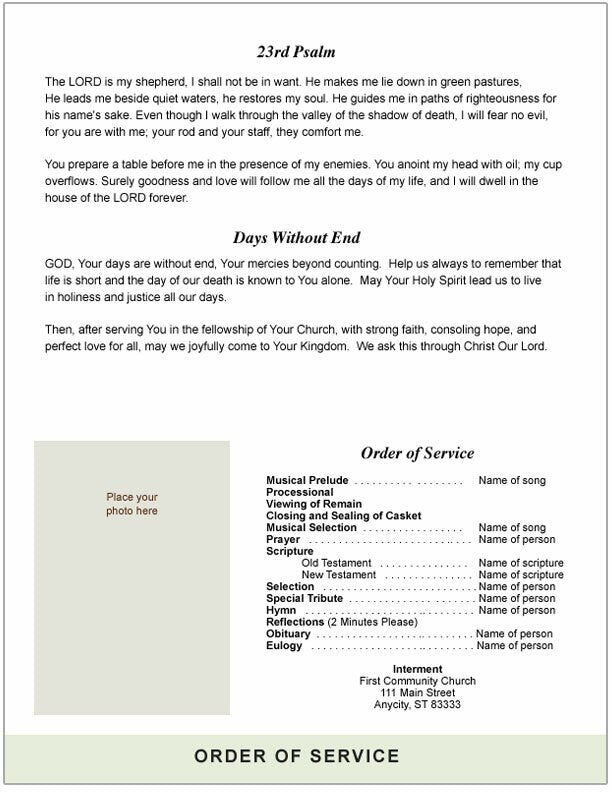 Fishing 8 - Sided Graduated Bottom Fold Program Template - The Funeral Program Site