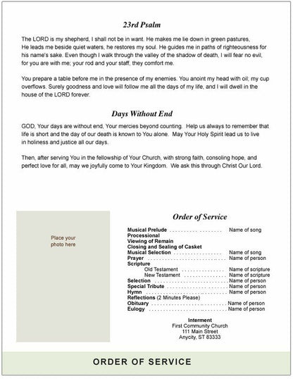 Fishing 8 - Sided Graduated Bottom Fold Program Template - The Funeral Program Site