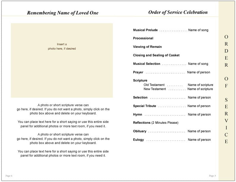 Fishing 8 - Sided Graduated Funeral Program Template - The Funeral Program Site