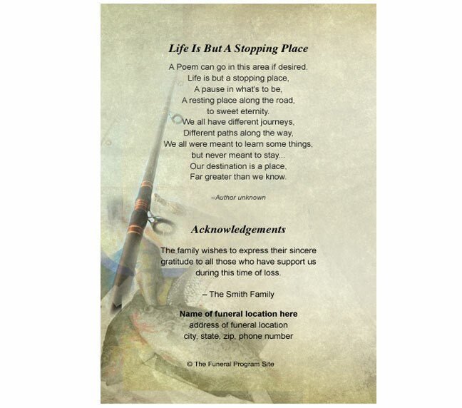 Fishing 8 - Sided Graduated Funeral Program Template - The Funeral Program Site