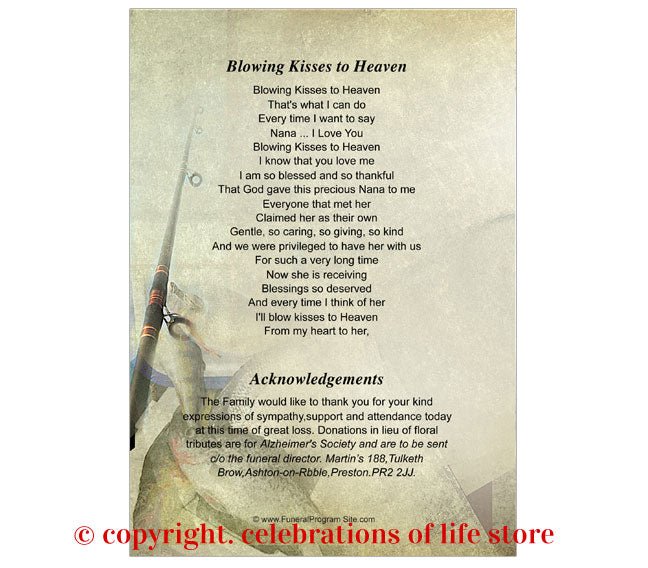 Fishing A4 Funeral Order of Service Template - The Funeral Program Site