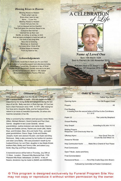 Fishing A4 Funeral Order of Service Template - The Funeral Program Site