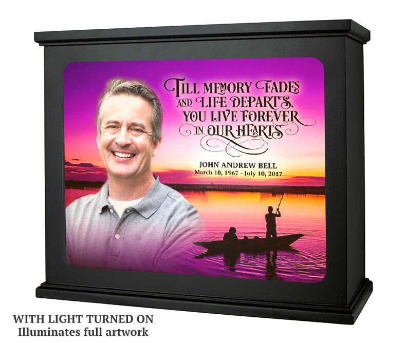 Fishing At Sunset Photo Light Box Memorial - The Funeral Program Site