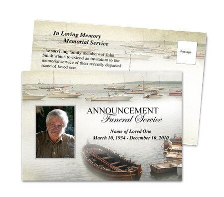 Fishing Funeral Announcement Postcard Template - The Funeral Program Site