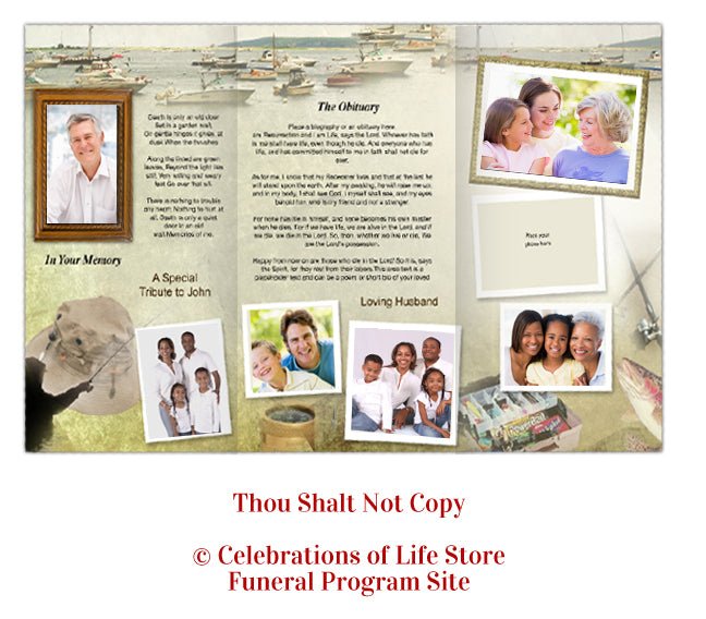 Fishing Trifold Funeral Brochure Template - The Funeral Program Site