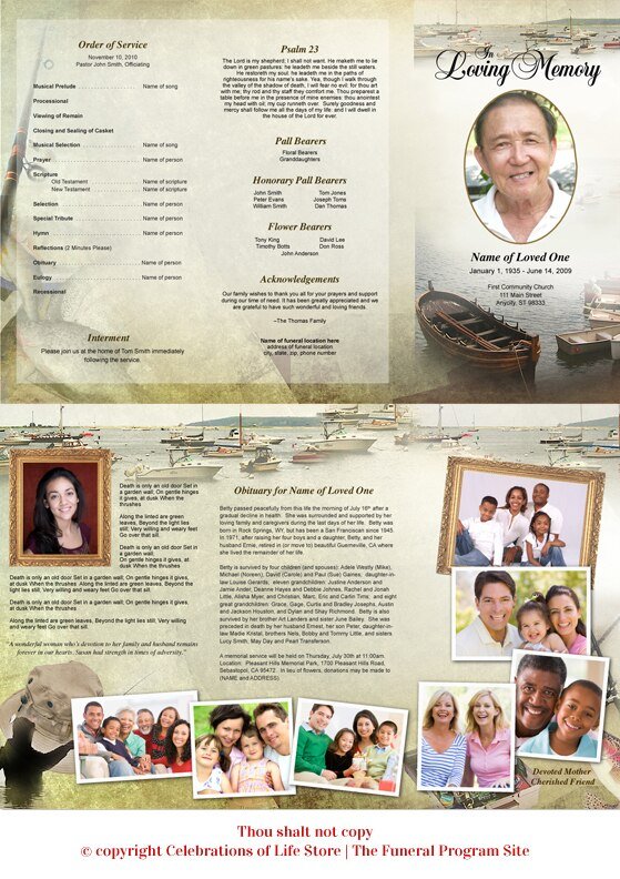 Fishing Trifold Funeral Brochure Template - The Funeral Program Site