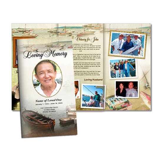 Fishing Trifold Funeral Brochure Template - The Funeral Program Site