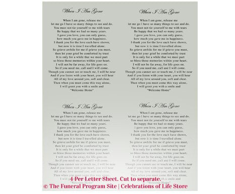 Flight Small Memorial Card Template - The Funeral Program Site