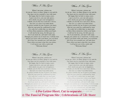 Flight Small Memorial Card Template - The Funeral Program Site