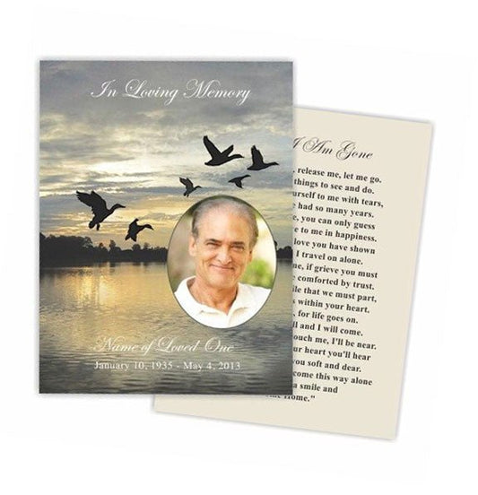 Flight Small Memorial Card Template - The Funeral Program Site