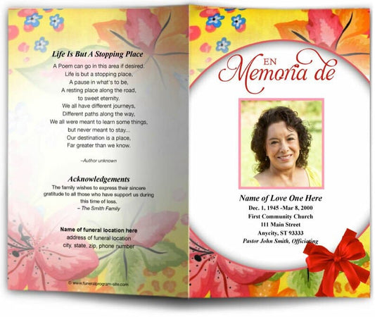 Flora Funeral Program Template - The Funeral Program Site