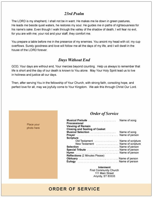 Floral 8 - Sided Graduated Bottom Fold Template - The Funeral Program Site