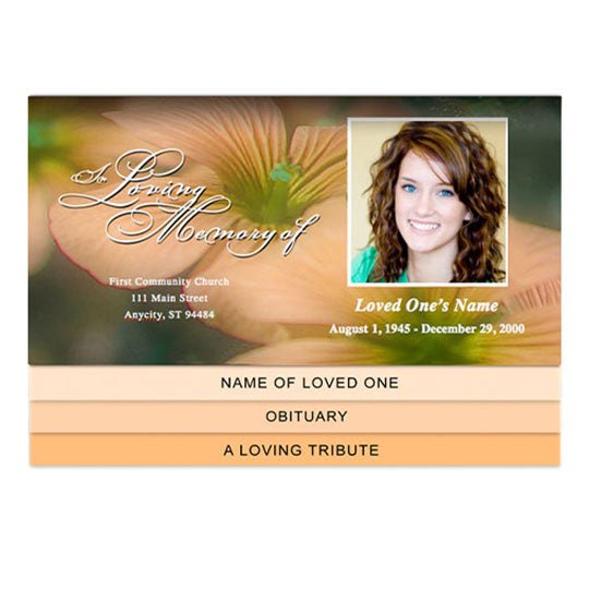 Floral 8 - Sided Graduated Bottom Fold Template - The Funeral Program Site