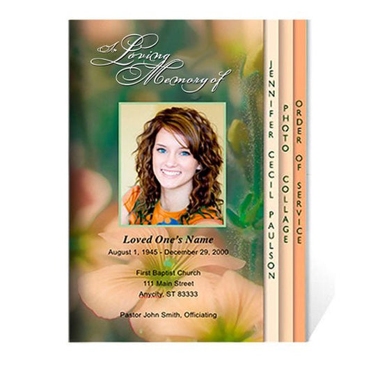 Floral 8 - Sided Graduated Funeral Program Template - The Funeral Program Site