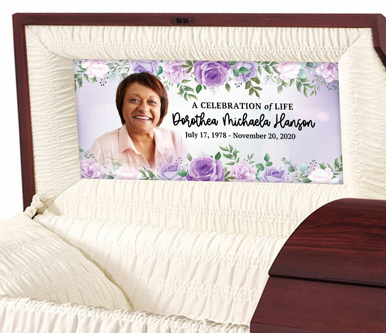 Floral Border Custom Casket Panel Insert - The Funeral Program Site