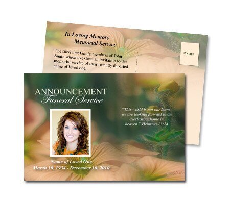 Floral Funeral Announcement Postcard Template - The Funeral Program Site