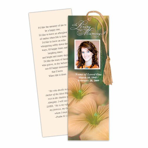 Floral Memorial Bookmark Template - The Funeral Program Site