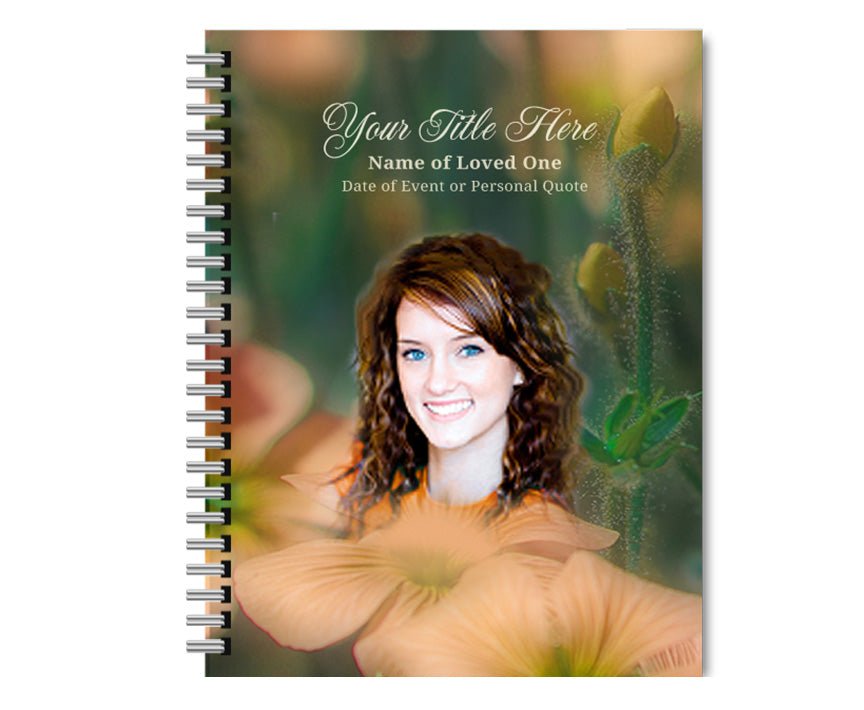 Floral Spiral Wire Bind Memorial Funeral Guest Book - The Funeral Program Site