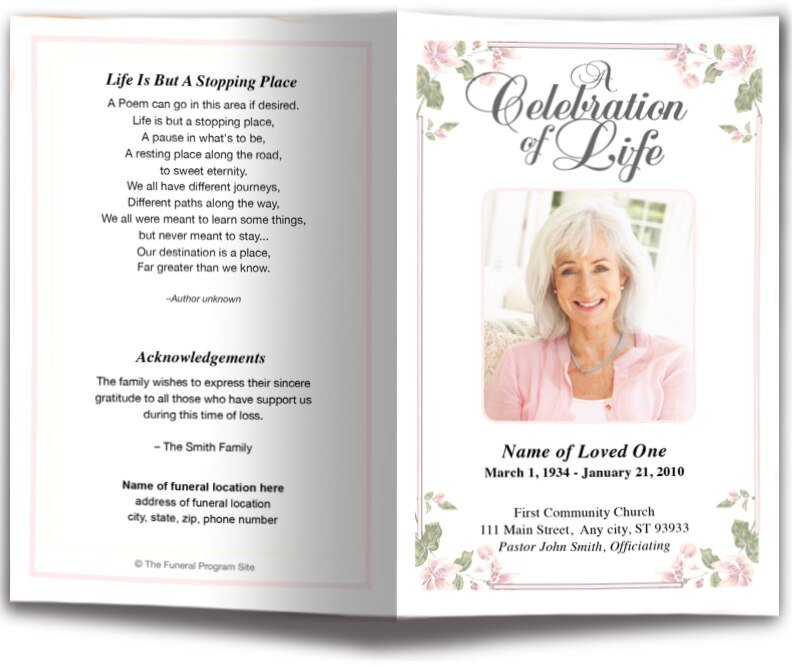 Floret Funeral Program Template - The Funeral Program Site