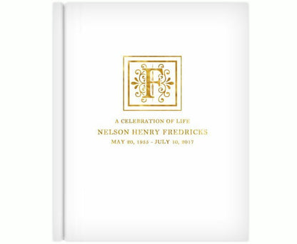 Flourish Foil Look Portrait Funeral Guest Book - The Funeral Program Site