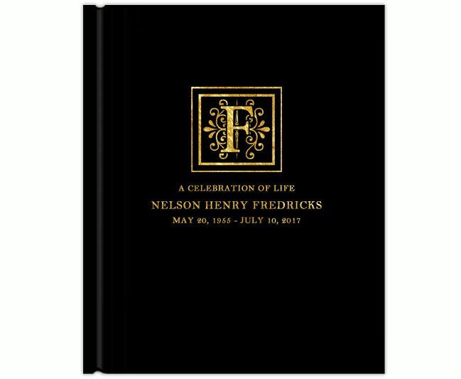 Flourish Foil Look Portrait Funeral Guest Book - The Funeral Program Site