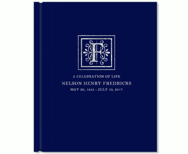 Flourish Foil Look Portrait Funeral Guest Book - The Funeral Program Site