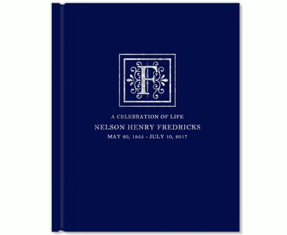 Flourish Foil Look Portrait Funeral Guest Book - The Funeral Program Site