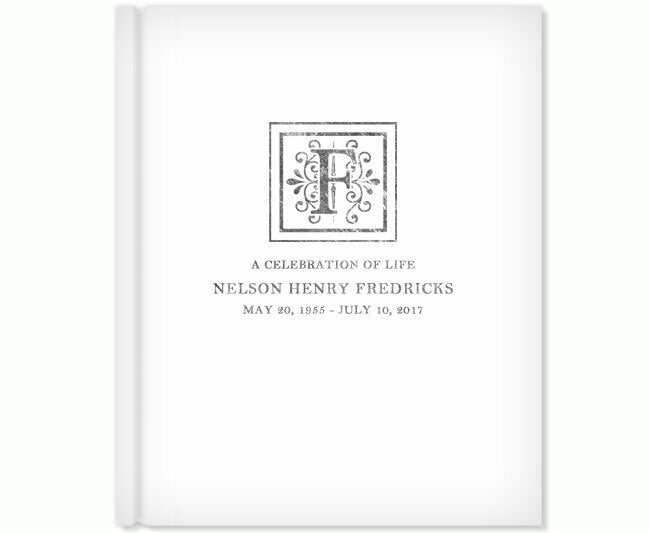 Flourish Foil Look Portrait Funeral Guest Book - The Funeral Program Site