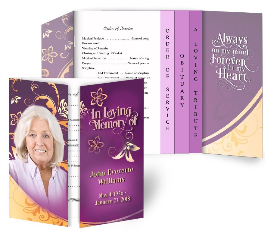 Flourish Gatefold - Graduated Combo Funeral Program Design & Print (Pack of 50) - The Funeral Program Site