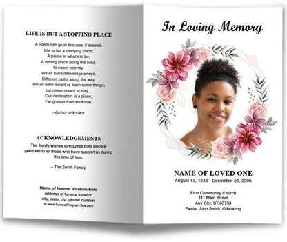 Flower Framed Funeral Program Template - The Funeral Program Site