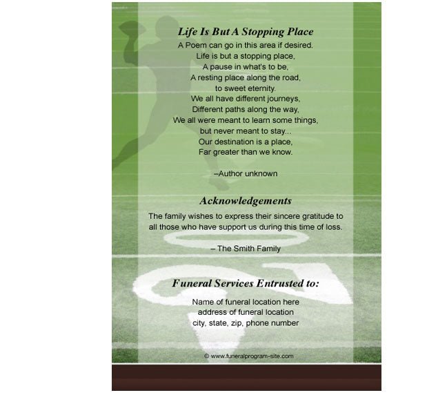 Football A4 Funeral Order of Service Template - The Funeral Program Site