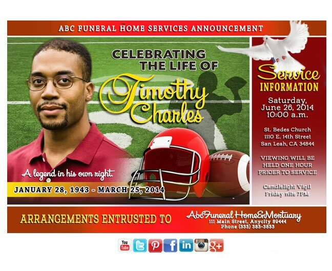 Football Custom Social Media Announcement - The Funeral Program Site