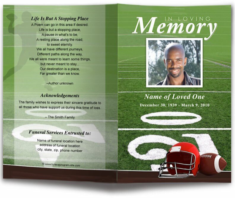 Football Funeral Program Template - The Funeral Program Site