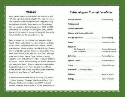 Football Funeral Program Template - The Funeral Program Site