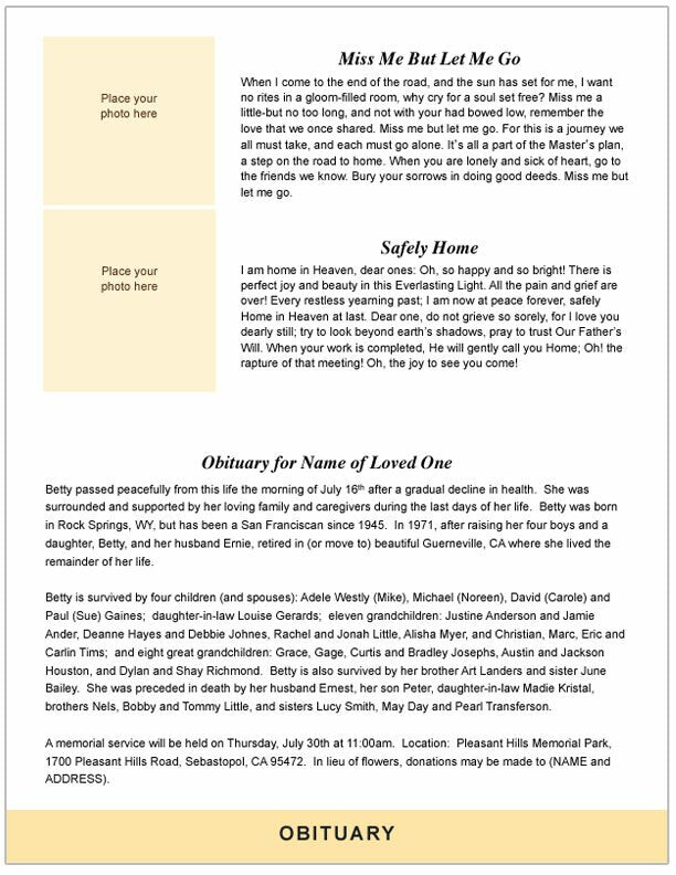 Footprints 8 - Sided Graduated Bottom Fold Template - The Funeral Program Site