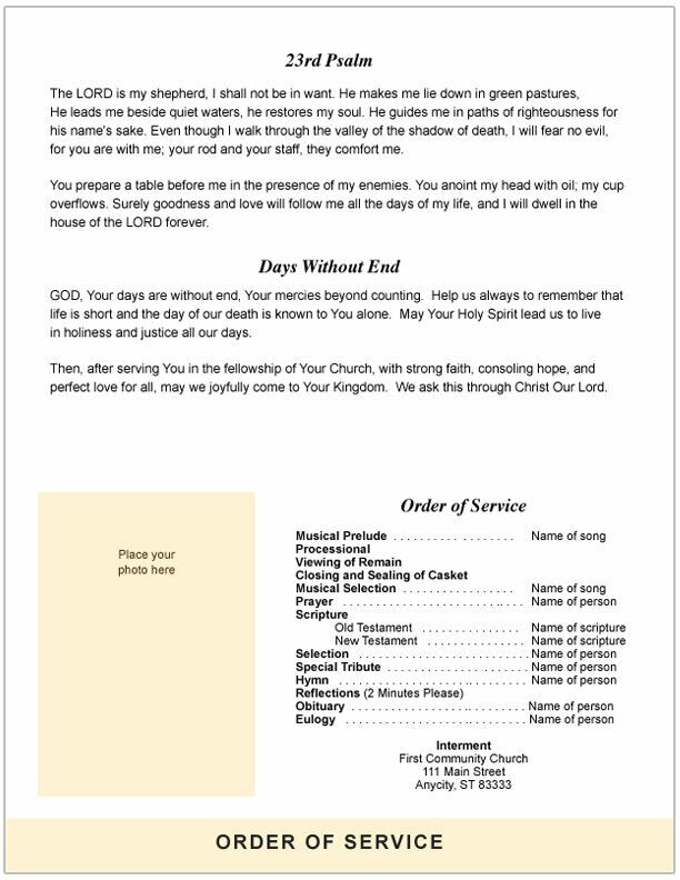 Footprints 8 - Sided Graduated Bottom Fold Template - The Funeral Program Site