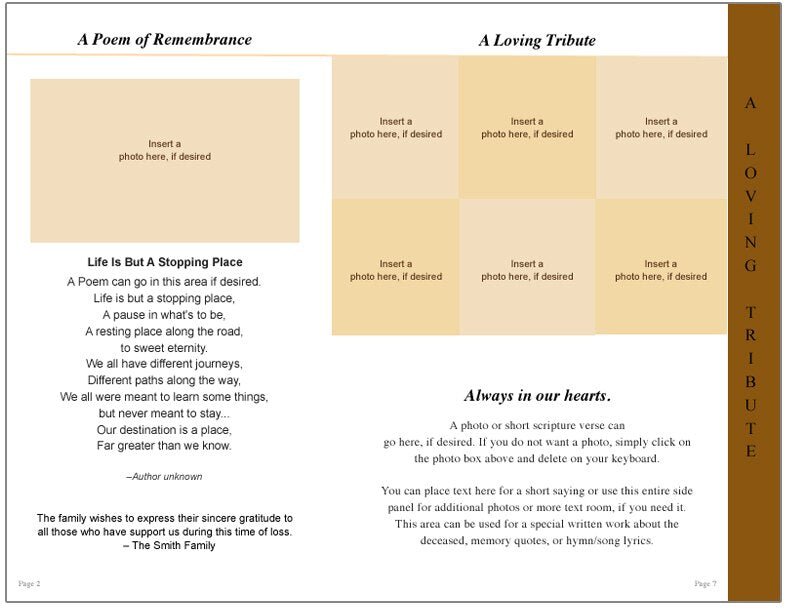 Footprints 8 - Sided Graduated Funeral Program Template - The Funeral Program Site