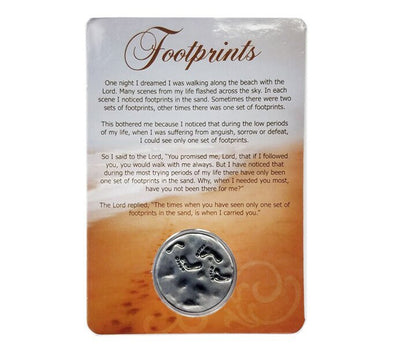 Footprints In The Sand Pocket Coin - The Funeral Program Site