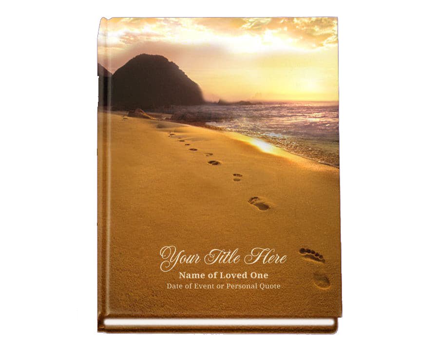 Footprints Perfect Bind Memorial Funeral Guest Book - The Funeral Program Site